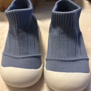 3 pairs of slip ons white Knit Slip-OnSneakers blue slip on and striped slip on